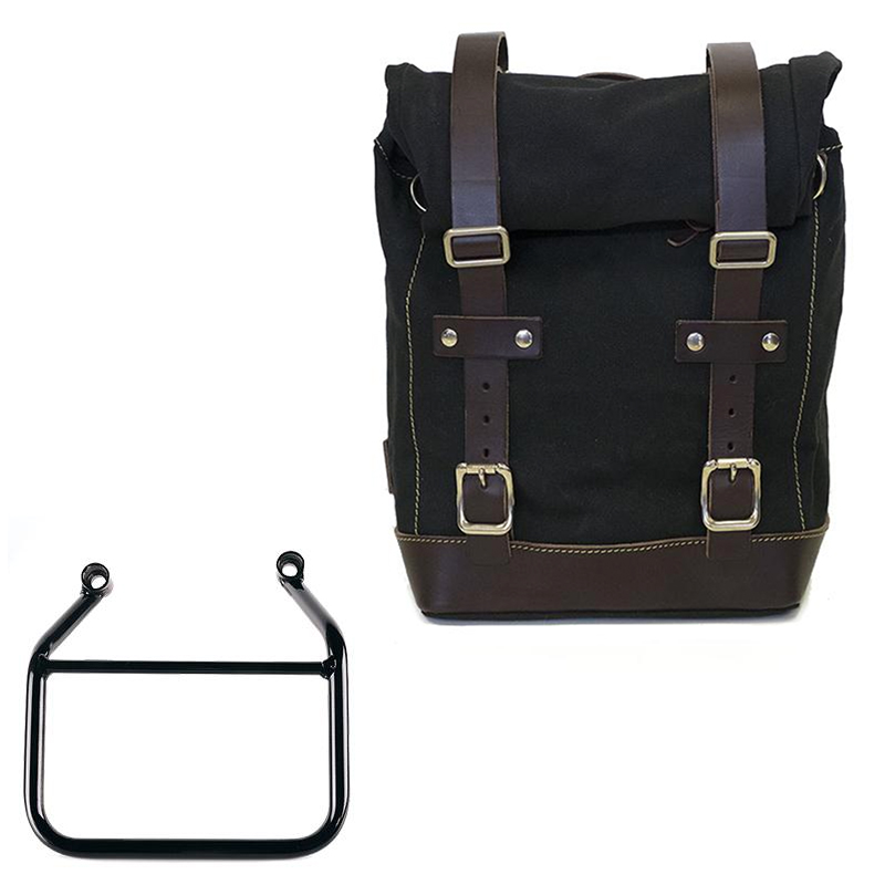 Canvas-Seitentasche links 10L-14L + Rahmen Triumph Scrambler 400 X - Schwarz/Braun