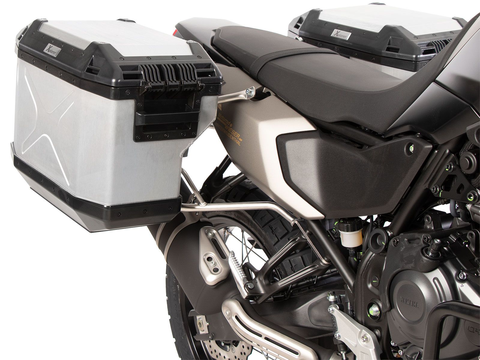 Kofferträgerset Cutout Edelstahl inkl. Kofferset Xplorer Cutout silber für Yamaha Ténéré 700 (25-)