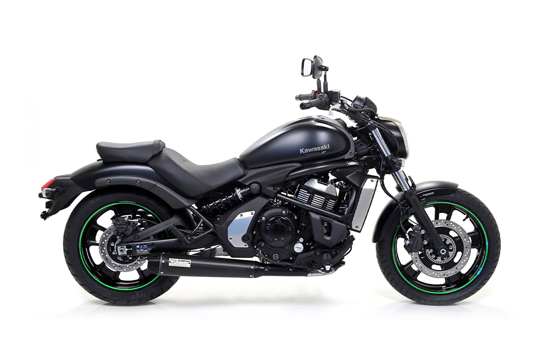 ARROW Auspuff Komplettanlage DARK REBEL mit Aluminium-Endkappe für Kawasaki Vulcan S 650 2021-2023