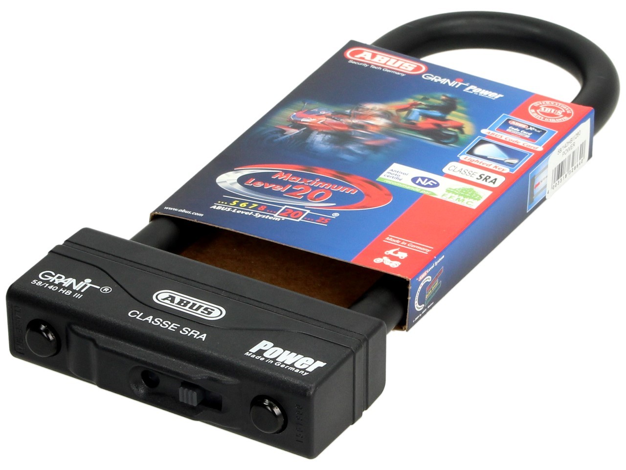 ABUS Bügelschloss 260x83 Granit Power 58 für Motorrad, Scooter & Vespa