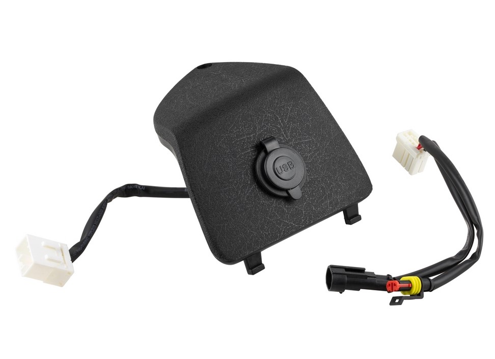 Gepäckfachblende links MK II mit USB und Spannungsanzeige für Vespa GTS/​GTS Super/​GTV/​GT, schwarz