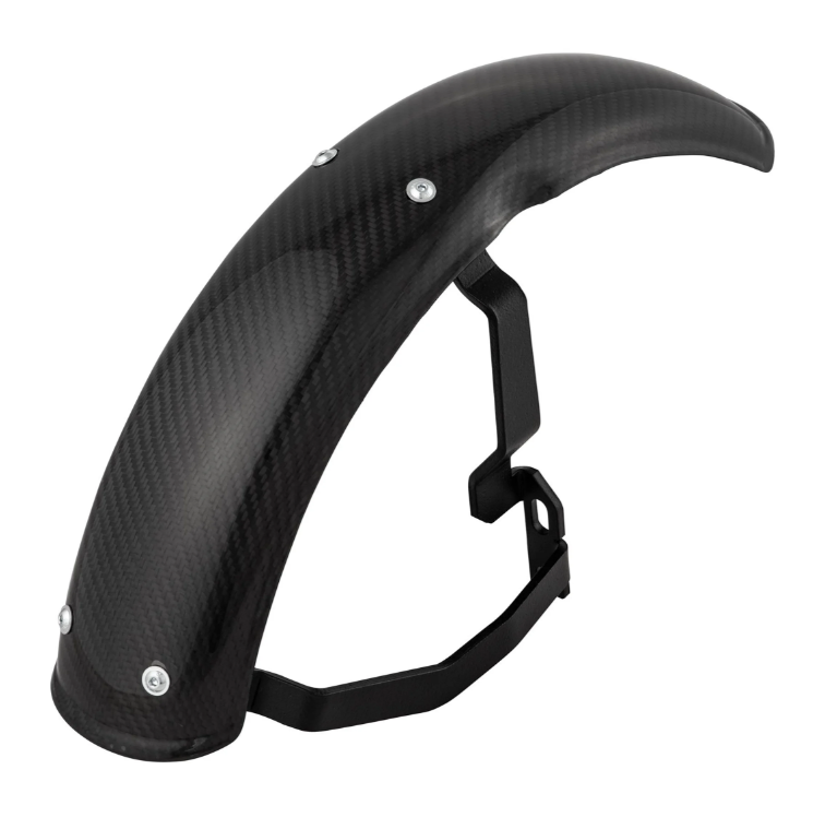 Kotflügel 2.0 Garelli EVO II für Vespa PX 80-200ccm, Carbon klar, Halter schwarz